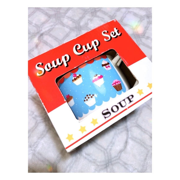 (NEW)Ceramic Soup Cup Set with Spoon - Picture 4 of 5